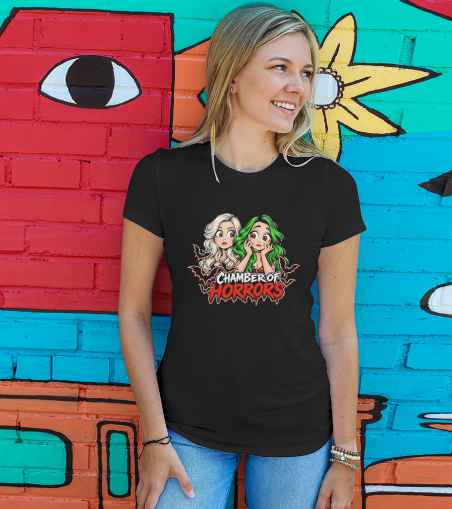 Scarlett And Shotzi Chamber Of Horrors Bats And Green Hair T-Shirt