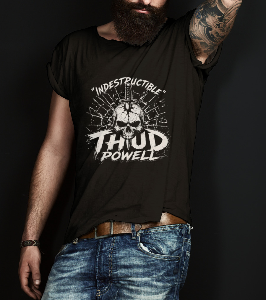 Indestructible Thud Powell Skull Sword Artwork Explosion T-Shirt