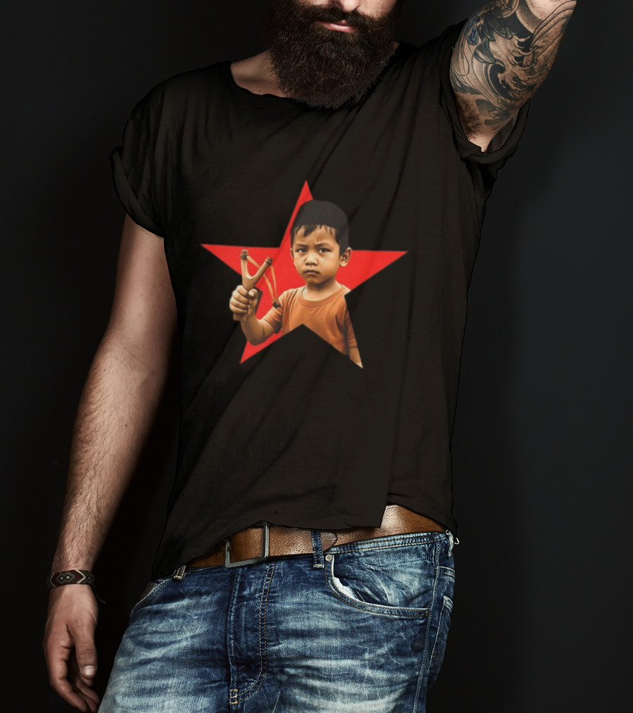 Kid Silop Goblog Anjing Loba Waduk Red Star Sling Shot 2 Sided T-Shirt
