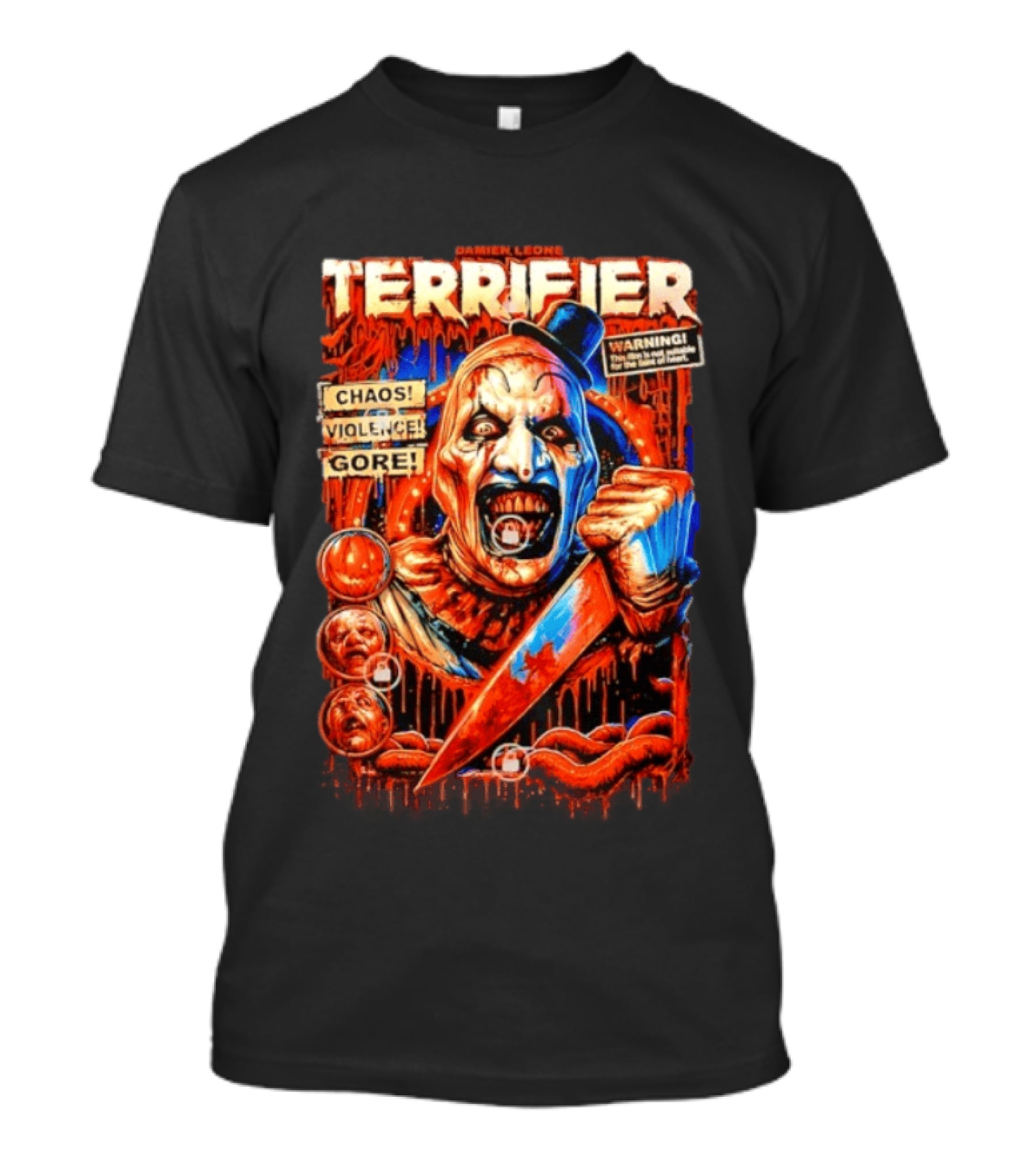 Damien Leone Terrifier Chaos Violence Gore Warning Clown T-Shirt