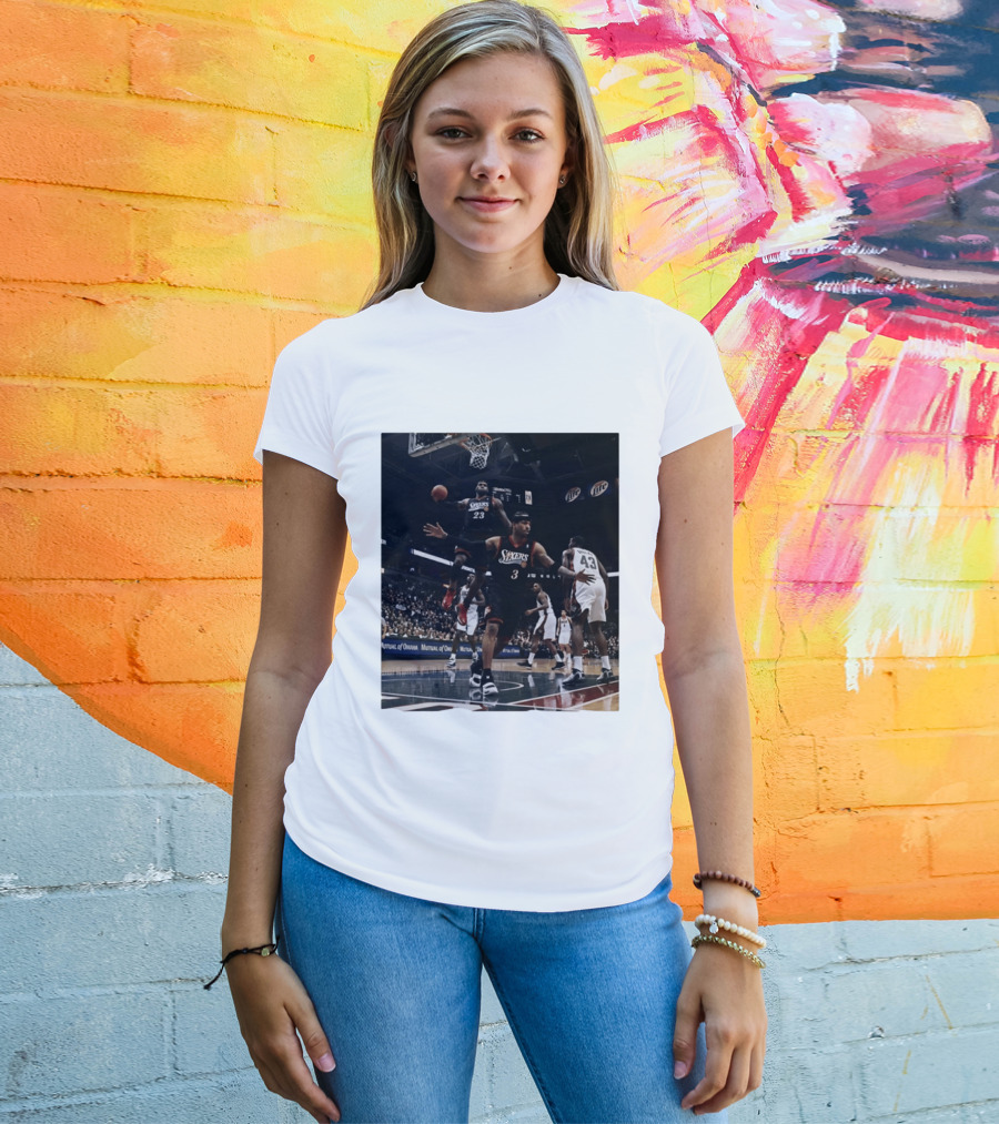 Philadelphia 76ers A.I. LeBron James Iconic Basketball Moment T-Shirt