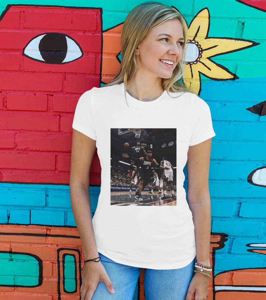 Philadelphia 76ers A.I. LeBron James Iconic Basketball Moment T-Shirt
