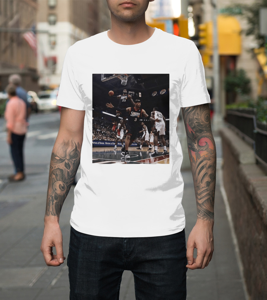 Philadelphia 76ers A.I. LeBron James Iconic Basketball Moment T-Shirt