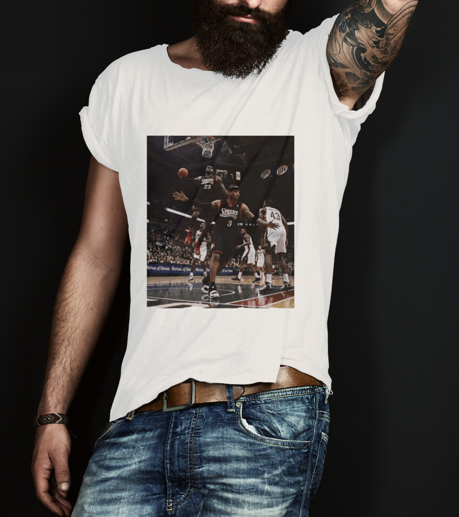 Philadelphia 76ers A.I. LeBron James Iconic Basketball Moment T-Shirt