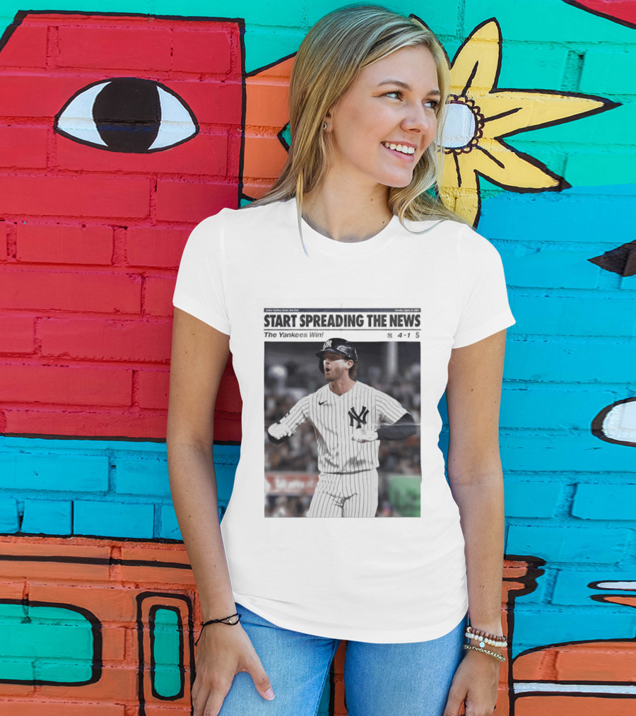 Anthony Volpe New York Yankees Start Spreading The News Pinstripe Jersey Celebration T-Shirt