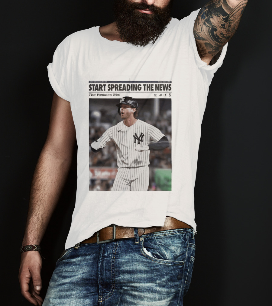 Anthony Volpe New York Yankees Start Spreading The News Pinstripe Jersey Celebration T-Shirt