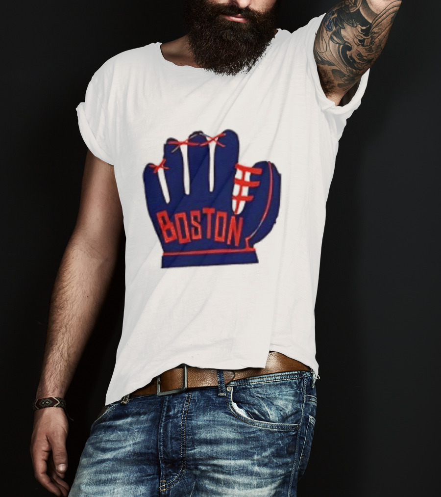 Boston Red Sox MLB Hat And Glove Baseball Club T-Shirt