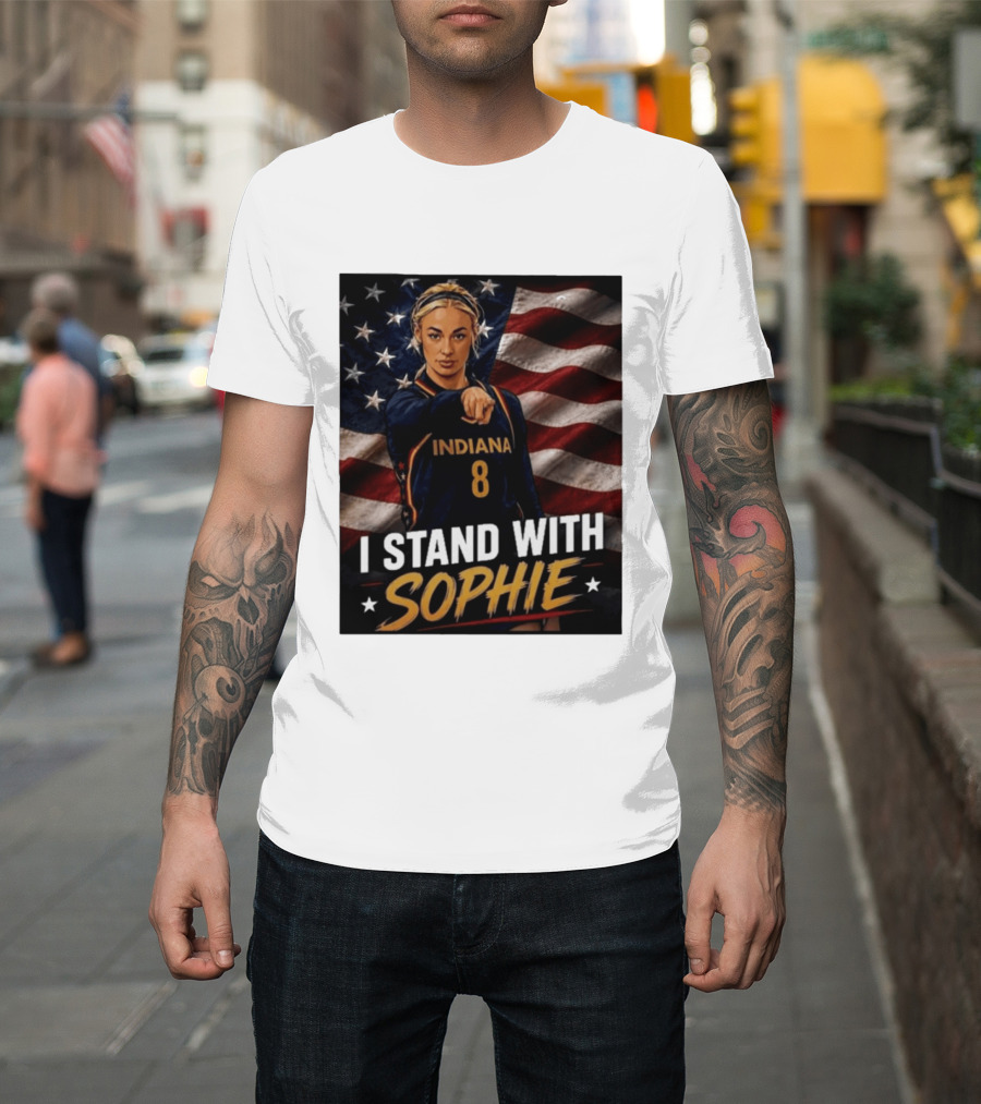 I Stand With Sophie Cunningham Indiana 8 American Flag T-Shirt