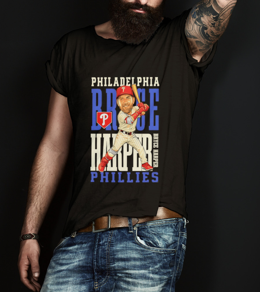 Philadelphia Phillies Bryce Harper Baseball Caricature Clash T-Shirt