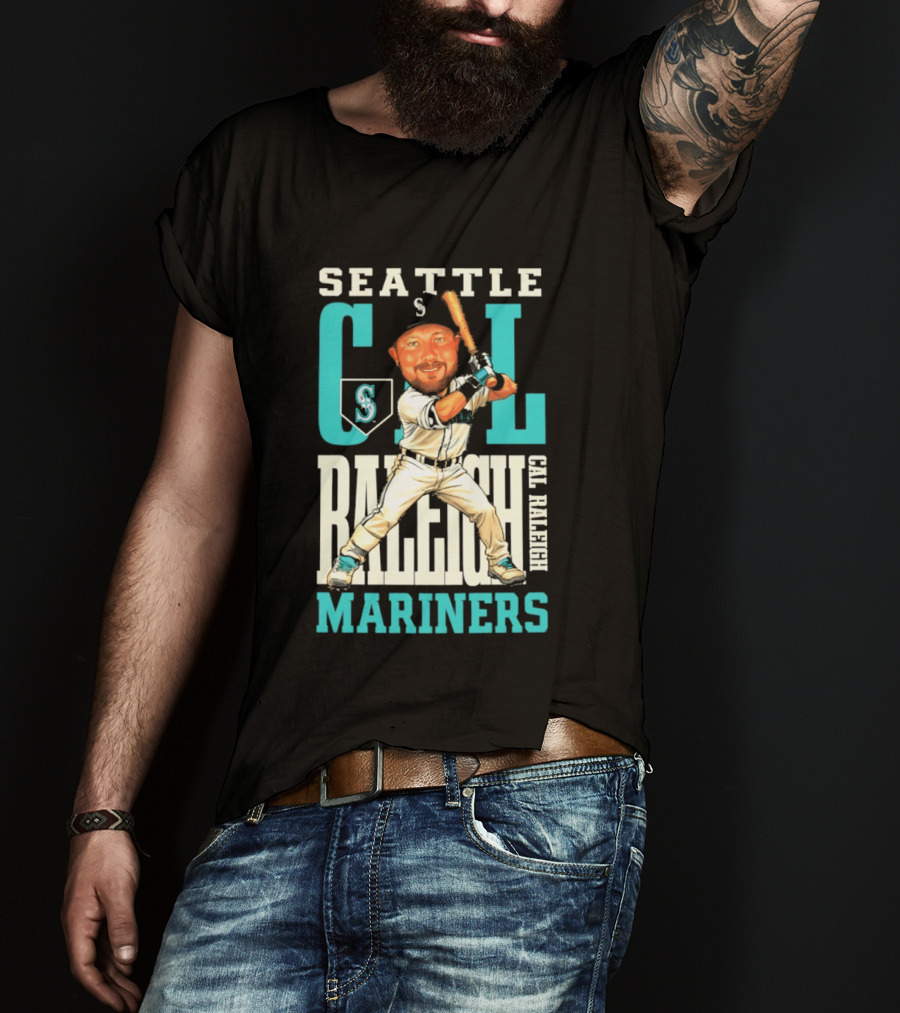 Seattle Mariners Cal Raleigh Baseball Caricature Mariners T-Shirt