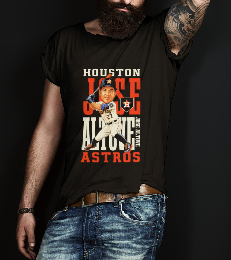Houston Astros Jose Altuve Baseball Caricature T-Shirt