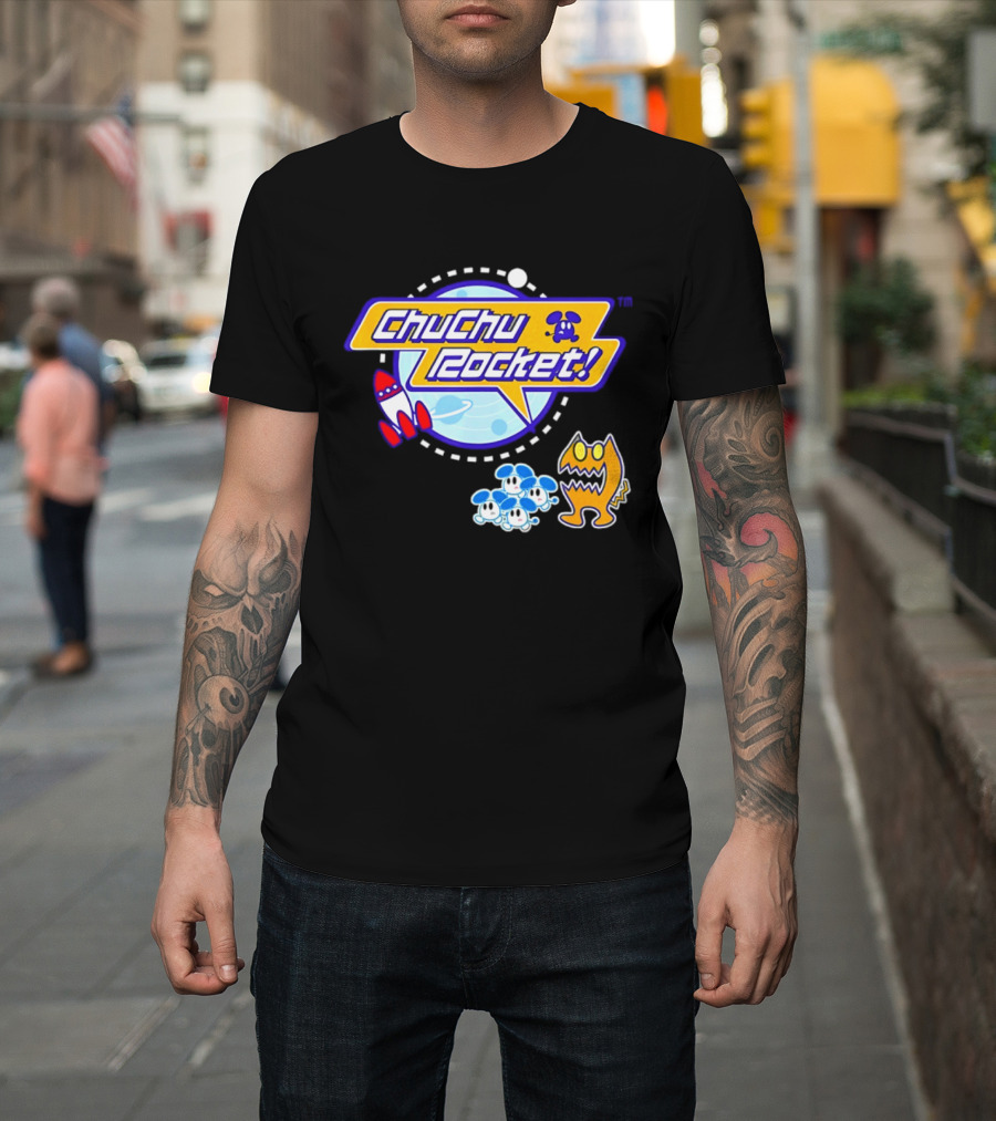 ChuChu Rocket Iconic Game Logo With Spaceship And Characters T-Shirt