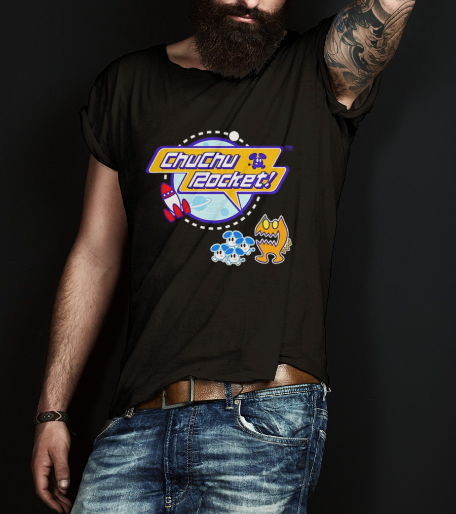 ChuChu Rocket Iconic Game Logo With Spaceship And Characters T-Shirt