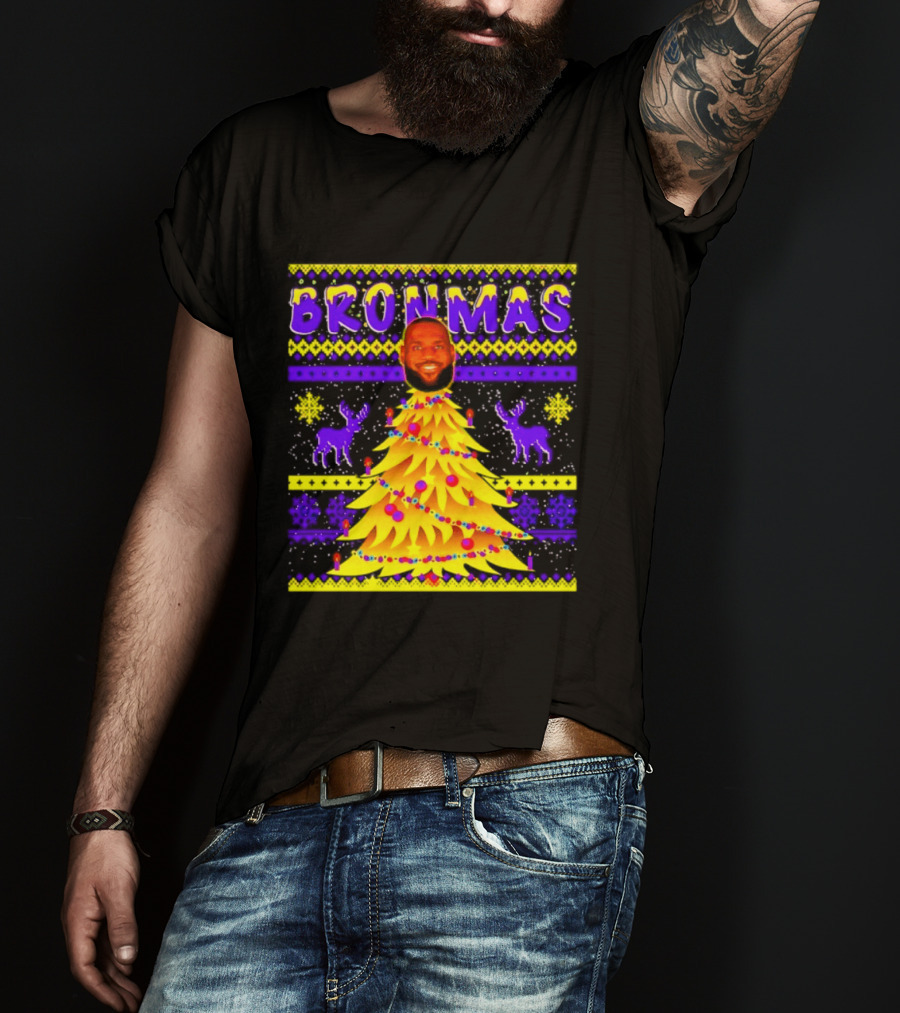 LeBron James Bronmas Christmas Tree Philadelphia 76ers Festive Reindeer T-Shirt