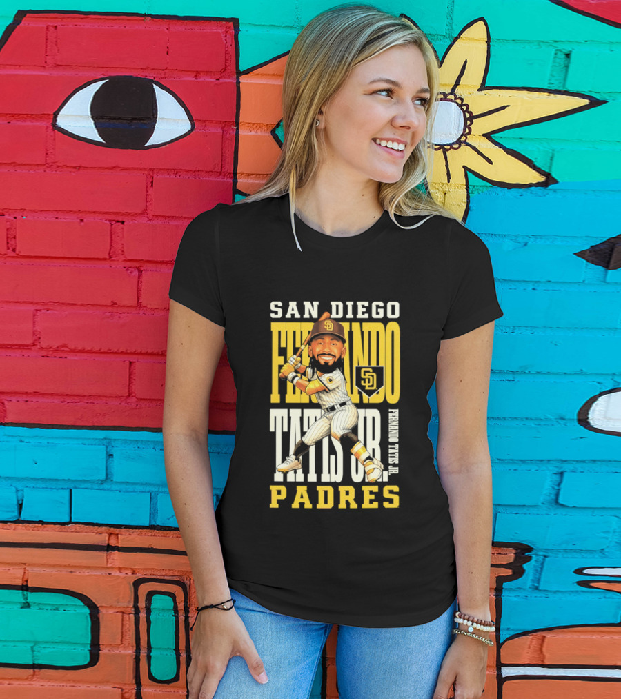 San Diego Padres Fernando Tatis Jr. Baseball Caricature SD Padres T-Shirt