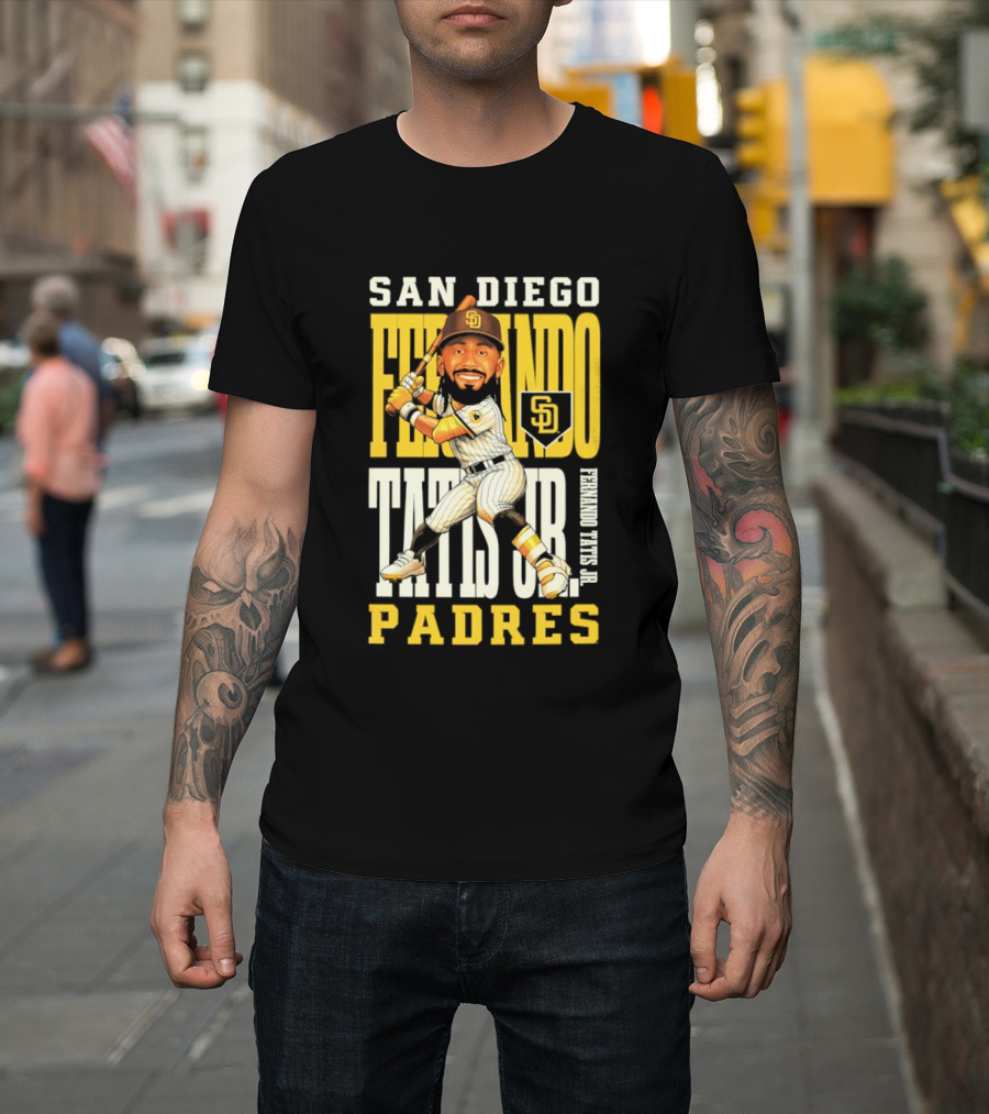 San Diego Padres Fernando Tatis Jr. Baseball Caricature SD Padres T-Shirt