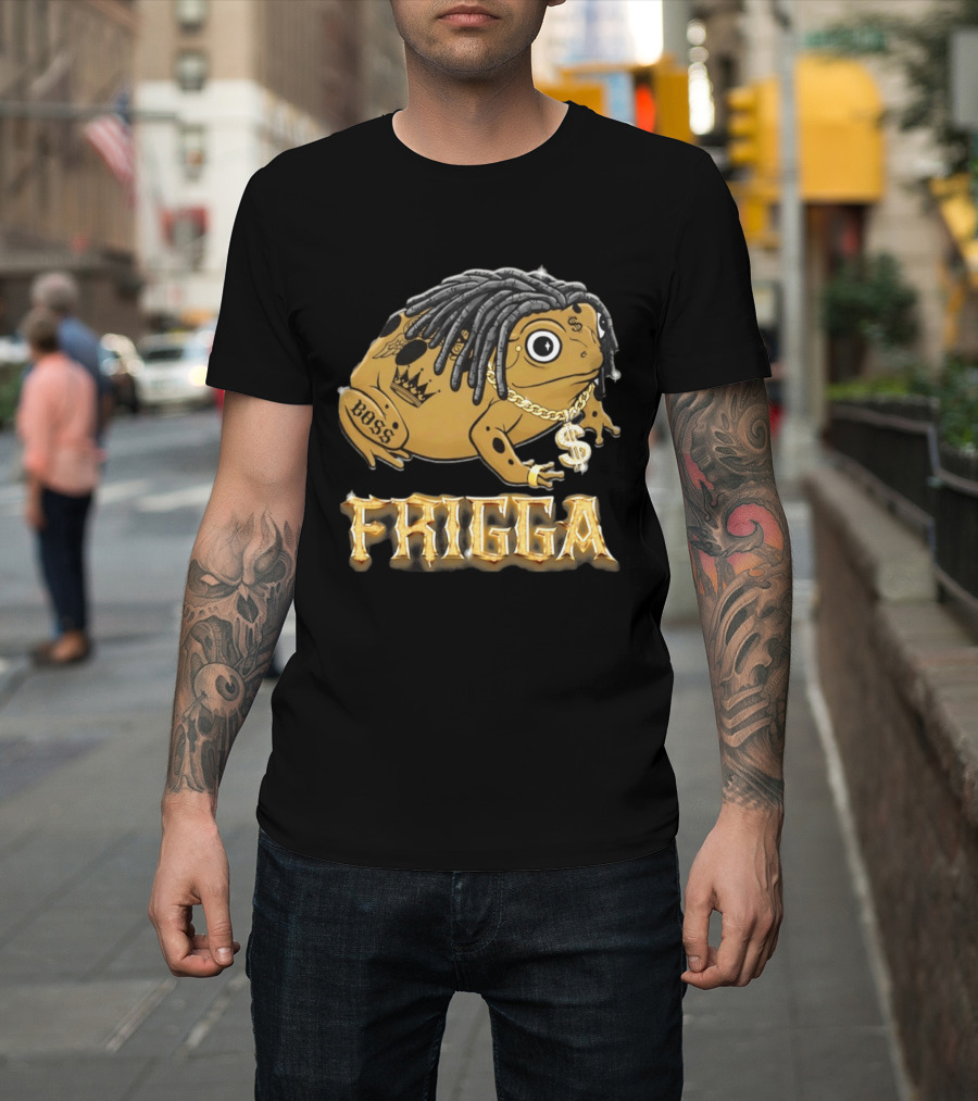 Frigga Boss Frog Crown Tattoos Dollar Chain T-Shirt
