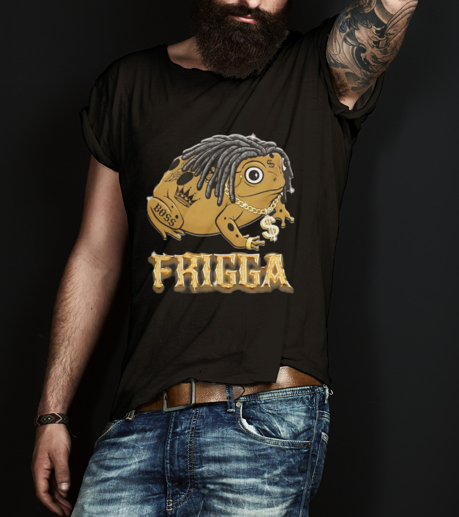 Frigga Boss Frog Crown Tattoos Dollar Chain T-Shirt