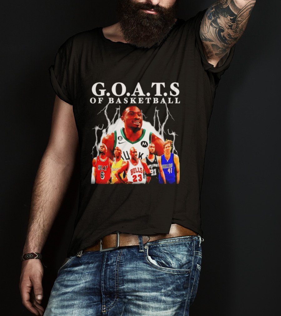 G.O.A.T.S Of Basketball Giannis Antetokounmpo LeBron James Kobe Bryant Michael Jordan Tim Duncan Dirk Nowitzki T-Shirt