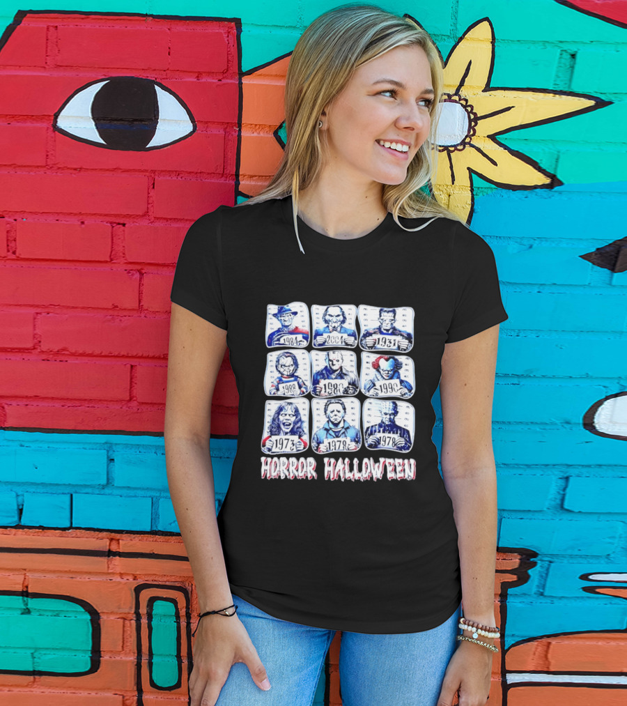 Horror Halloween Shot Characters 1973 1978 1980 1984 1988 1990 2004 Iconic Slashers T-Shirt