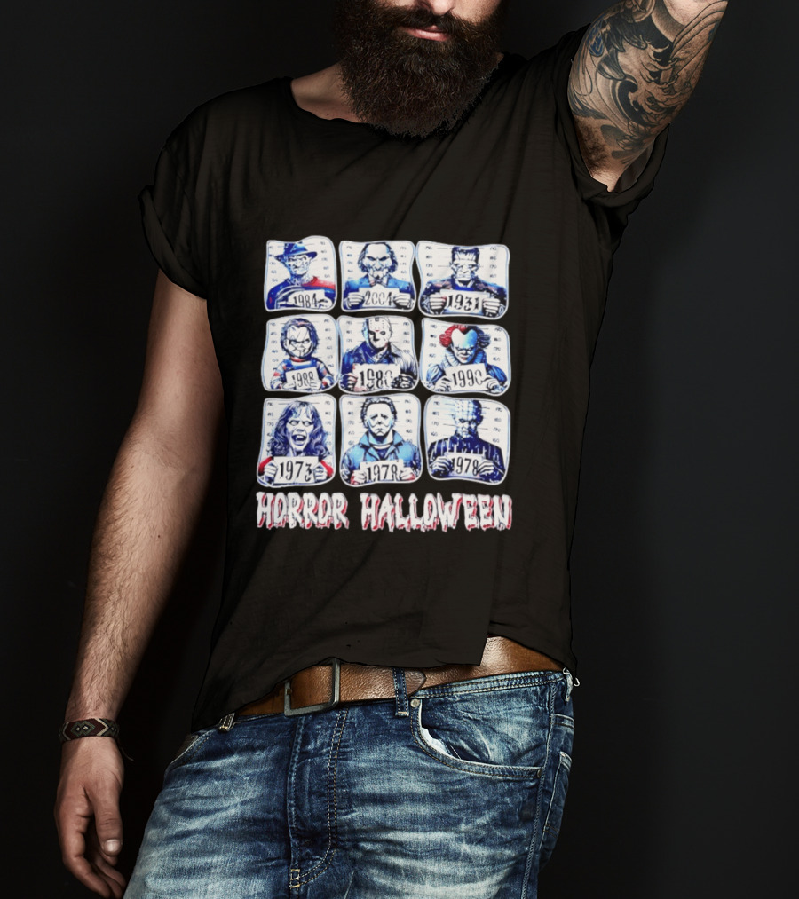 Horror Halloween Shot Characters 1973 1978 1980 1984 1988 1990 2004 Iconic Slashers T-Shirt