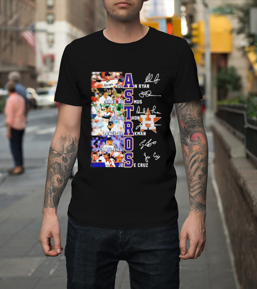 Nolan Ryan Brad Ausmus Dickie Thon Lance Berkman Craig Biggio Jose Cruz Houston Astros Baseball Legends T-Shirt