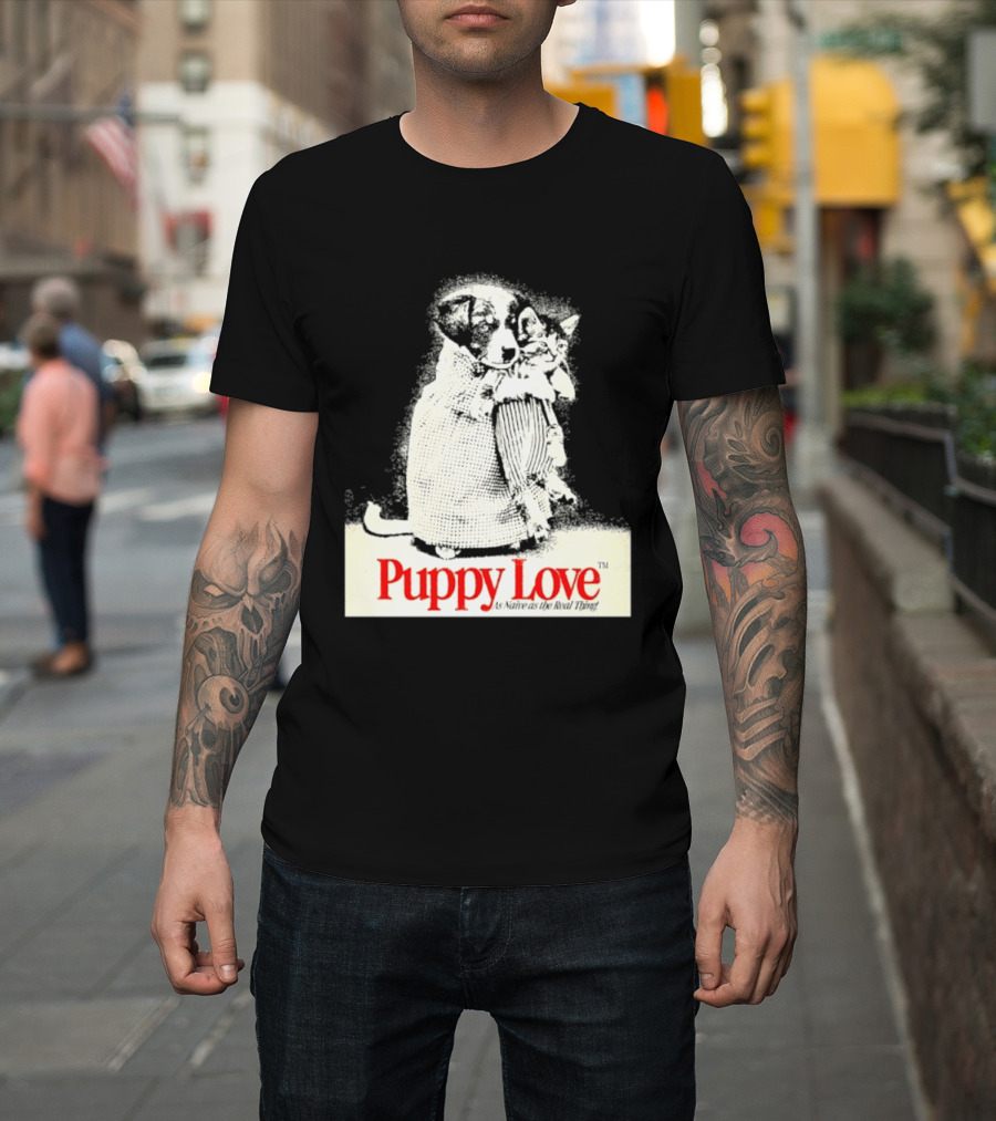 Puppy Love Naive Romance In Print T-Shirt