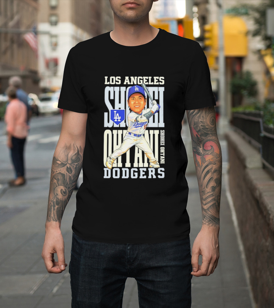 Los Angeles Dodgers Shohei Ohtani Caricature Dodgers Baseball T-Shirt