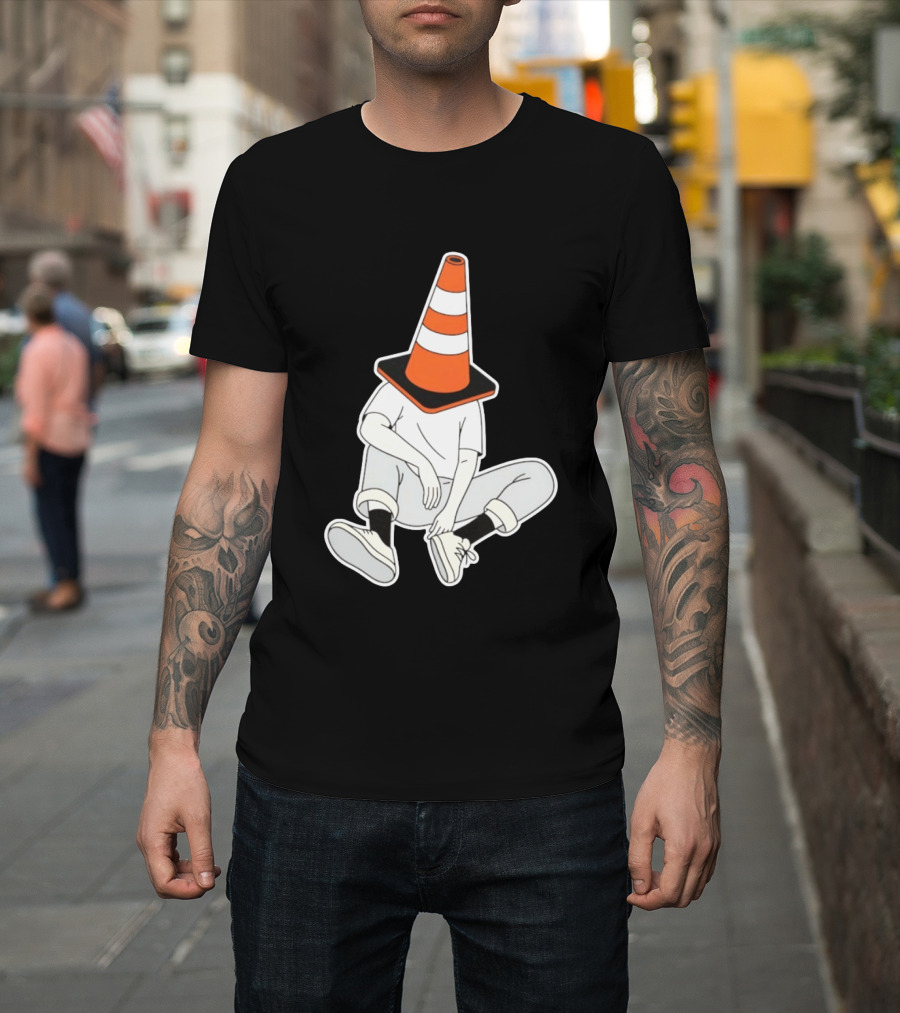 Under Construction Introvert Mode Traffic Cone Head Silent Reflection T-Shirt