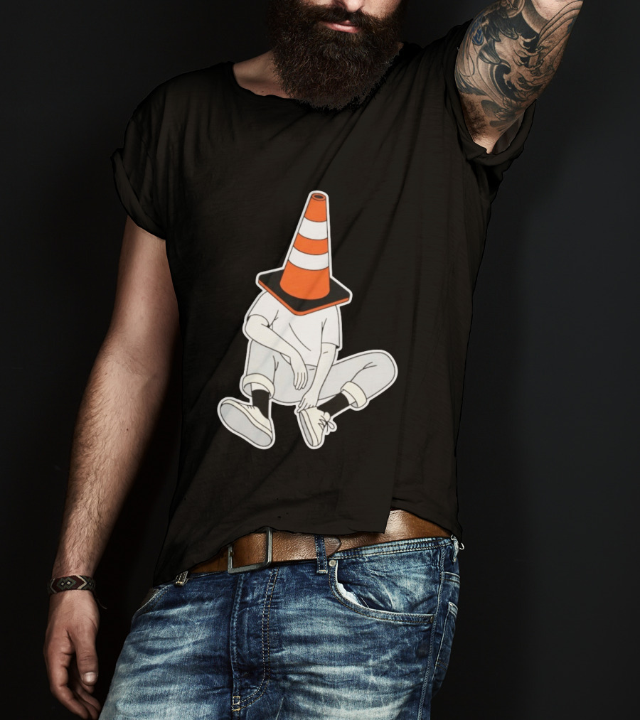 Under Construction Introvert Mode Traffic Cone Head Silent Reflection T-Shirt