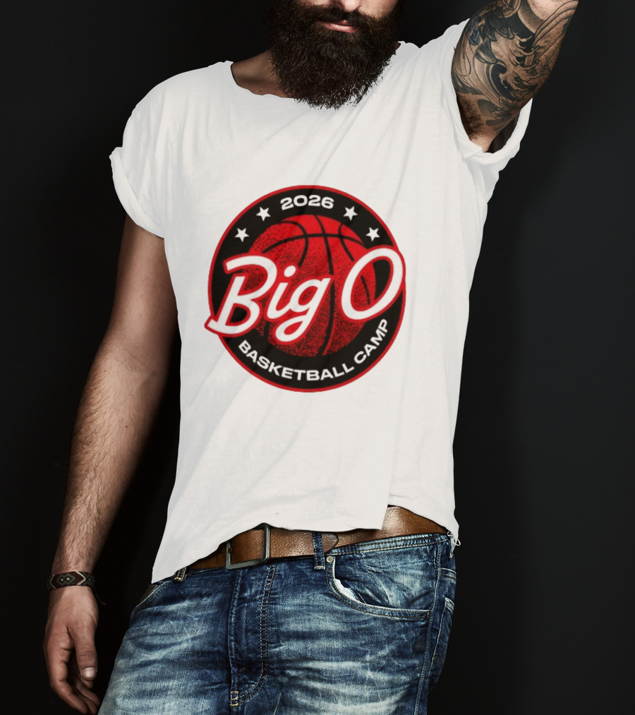Big O Basketball Camp 2026 Red Basketball Circle Stars T-Shirt