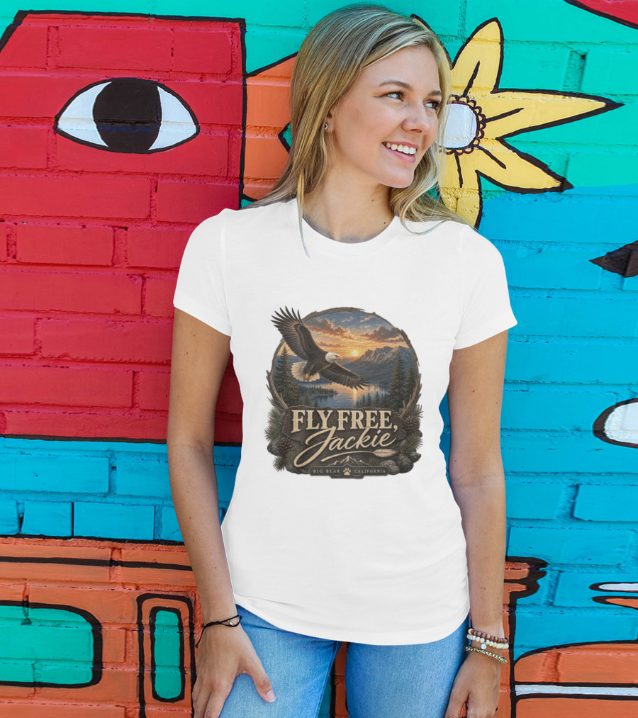Fly Free Jackie Eagle Soaring Big Bear California Sunset T-Shirt