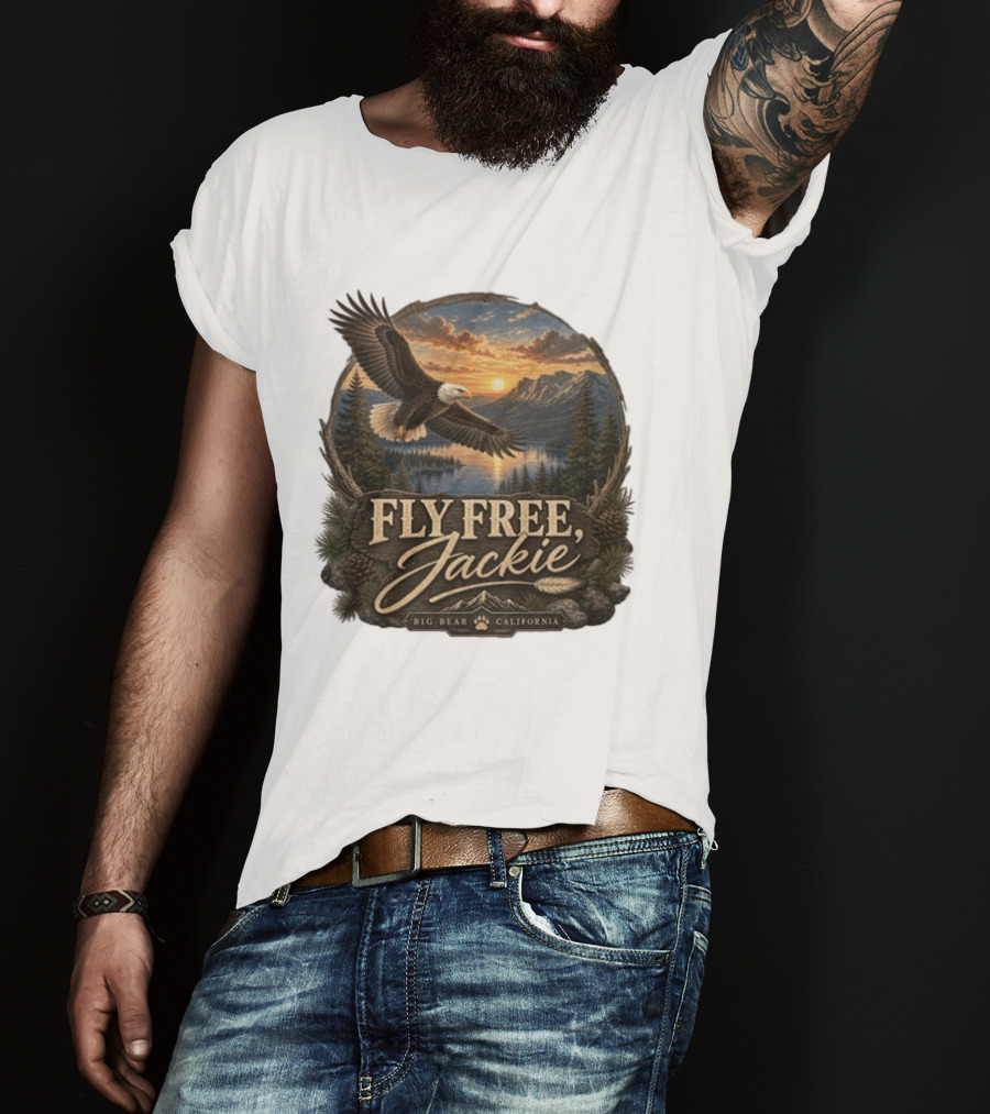 Fly Free Jackie Eagle Soaring Big Bear California Sunset T-Shirt