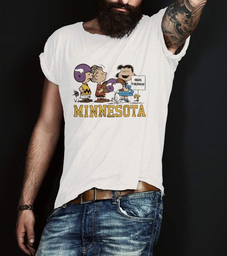 Minnesota Vikings Peanuts Skol Vikings Linus Lucy Woodstock Charlie Brown T-Shirt