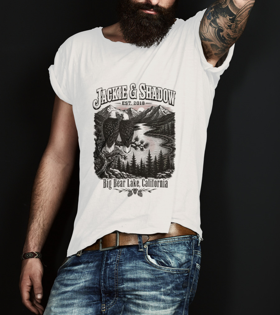 Jackie And Shadow Est 2018 Big Bear Lake California Mountain Scene T-Shirt