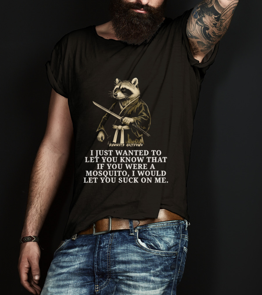 Burrito Meltdown Raccoon Samurai Mosquito T-Shirt