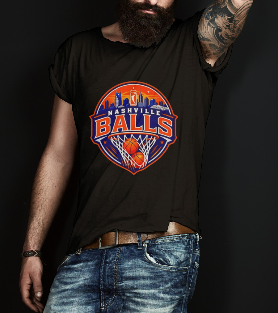 Nashville Balls Basketball Sports Skyline And Net T-Shirt
