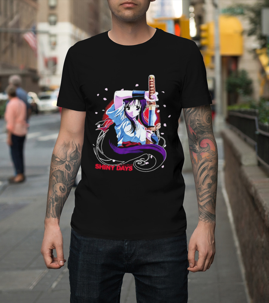 Shiny Days Anime Girl Katana Samurai T-Shirt