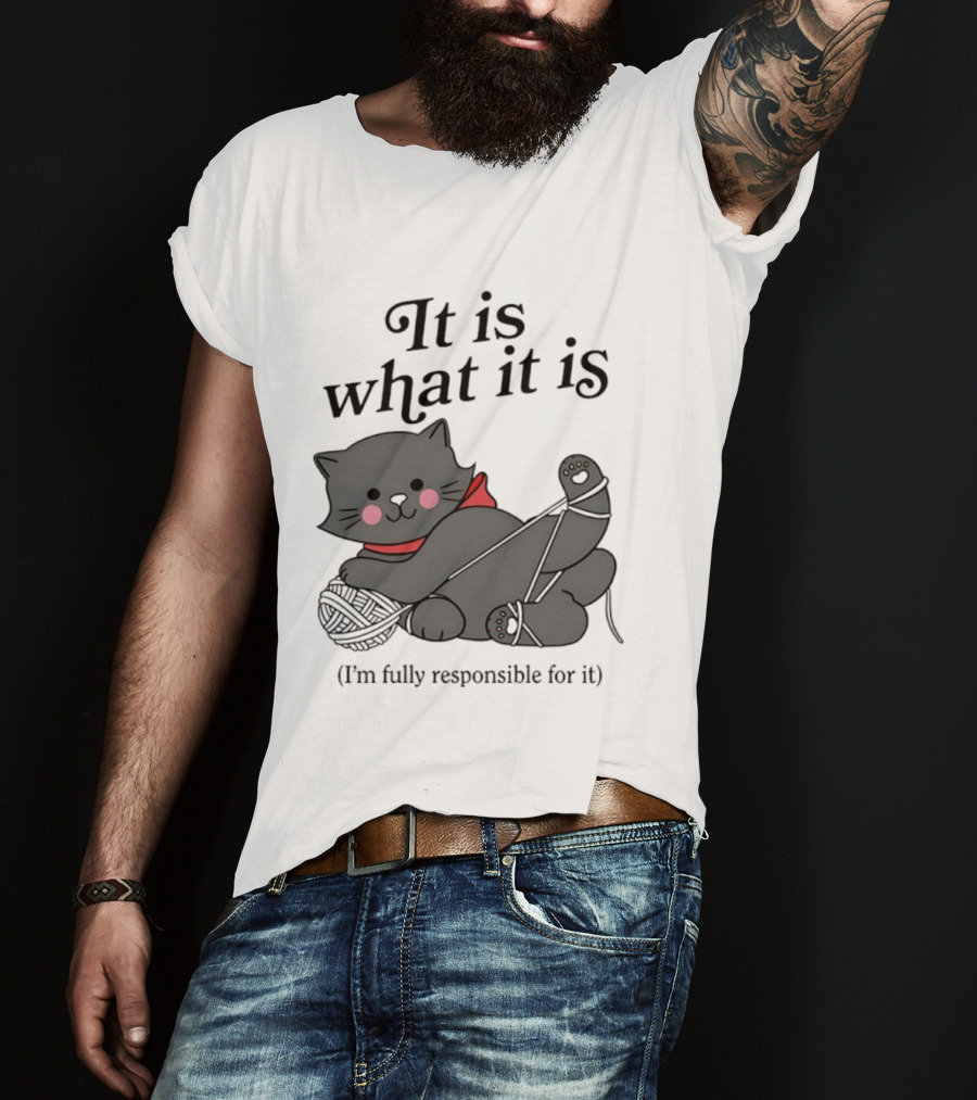 It Is What It Is Playful Cat With Yarn I'm Fully Responsible For It T-Shirt