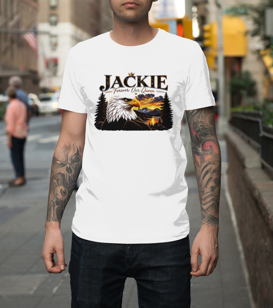 Jackie Forever Our Queen Eagle Sunset Mountain Scene T-Shirt