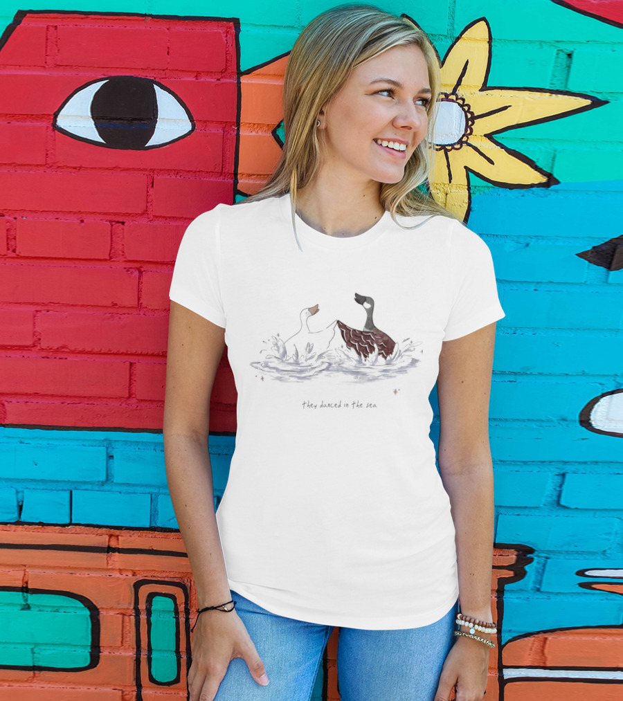 They Danced In The Sea Goose Ducks Watercolor T-Shirt