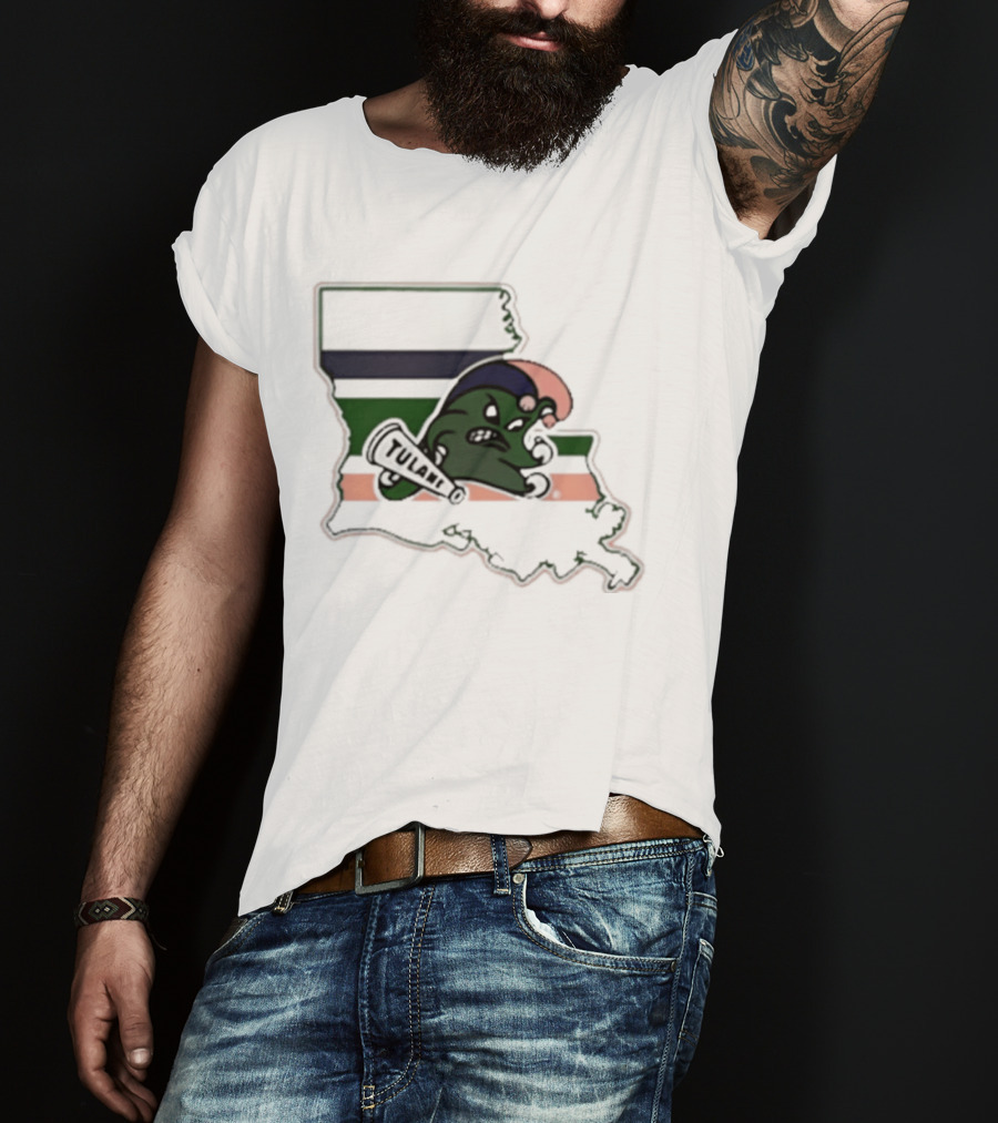 Tulane Green Wave Louisiana State Mardi Gras Map T-Shirt