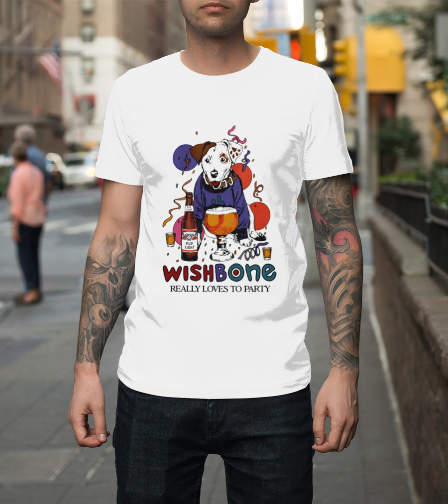 Wishbone Really Loves To Party Dog Beer Celebration T-Shirt