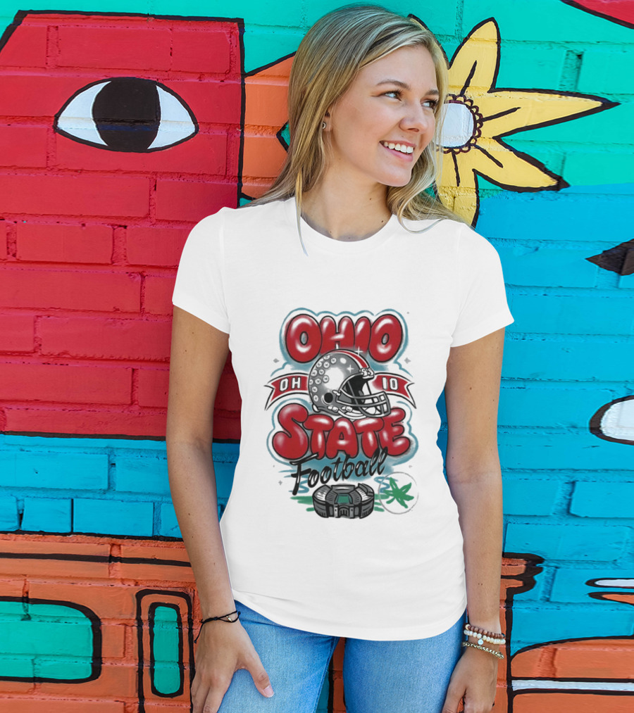 Ohio State Buckeyes Football 90s Bootleg Airbrush Helmet Stadium T-Shirt