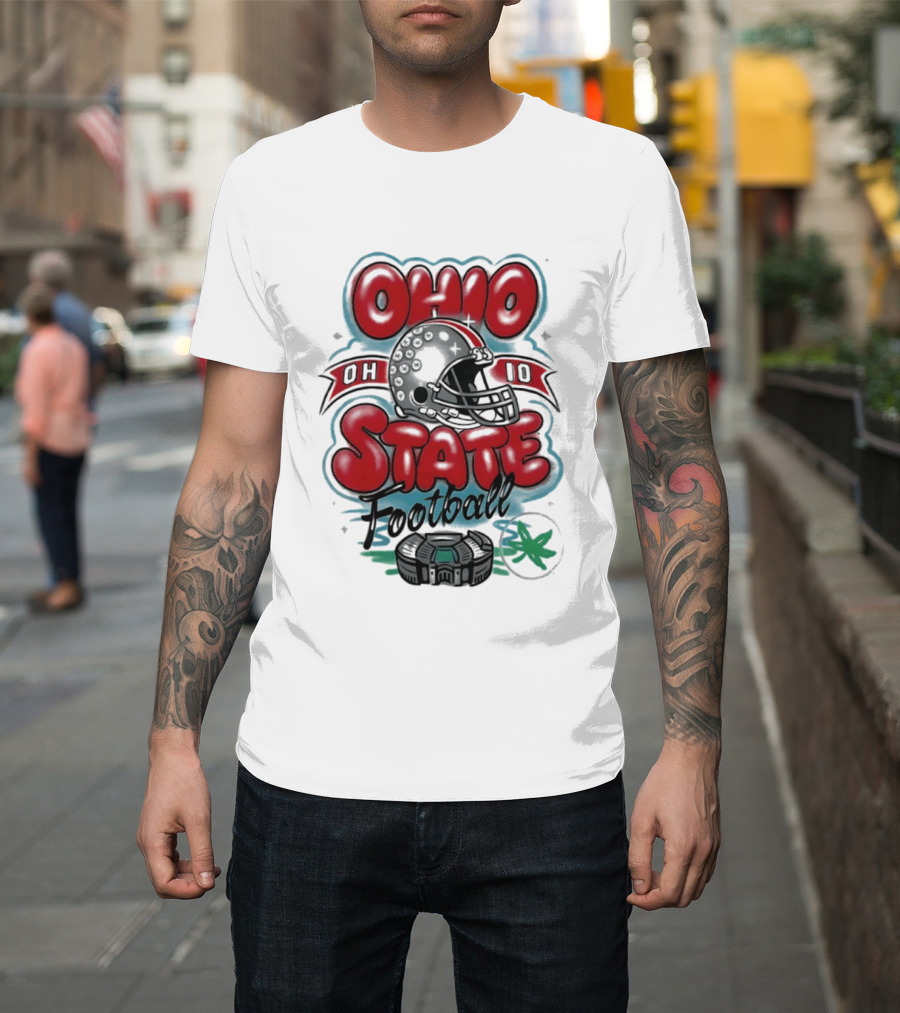 Ohio State Buckeyes Football 90s Bootleg Airbrush Helmet Stadium T-Shirt