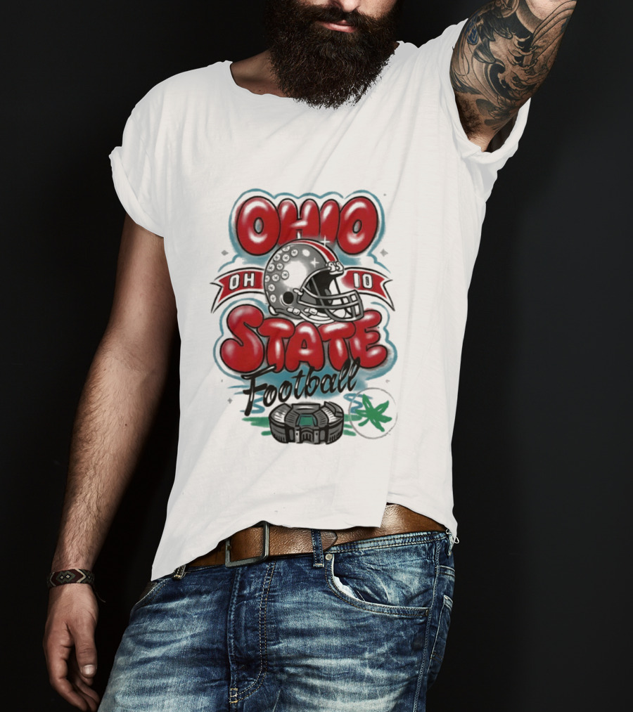 Ohio State Buckeyes Football 90s Bootleg Airbrush Helmet Stadium T-Shirt