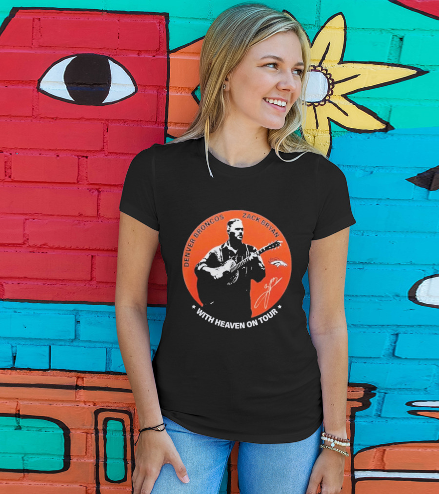 Denver Broncos 2026 Zach Bryan With Heaven On Tour Football Collaboration T-Shirt