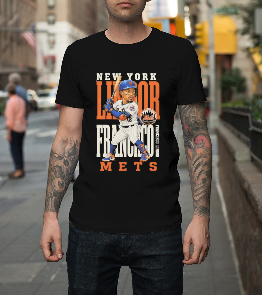 New York Lindor Francisco Mets 2026 Baseball Caricature T-Shirt