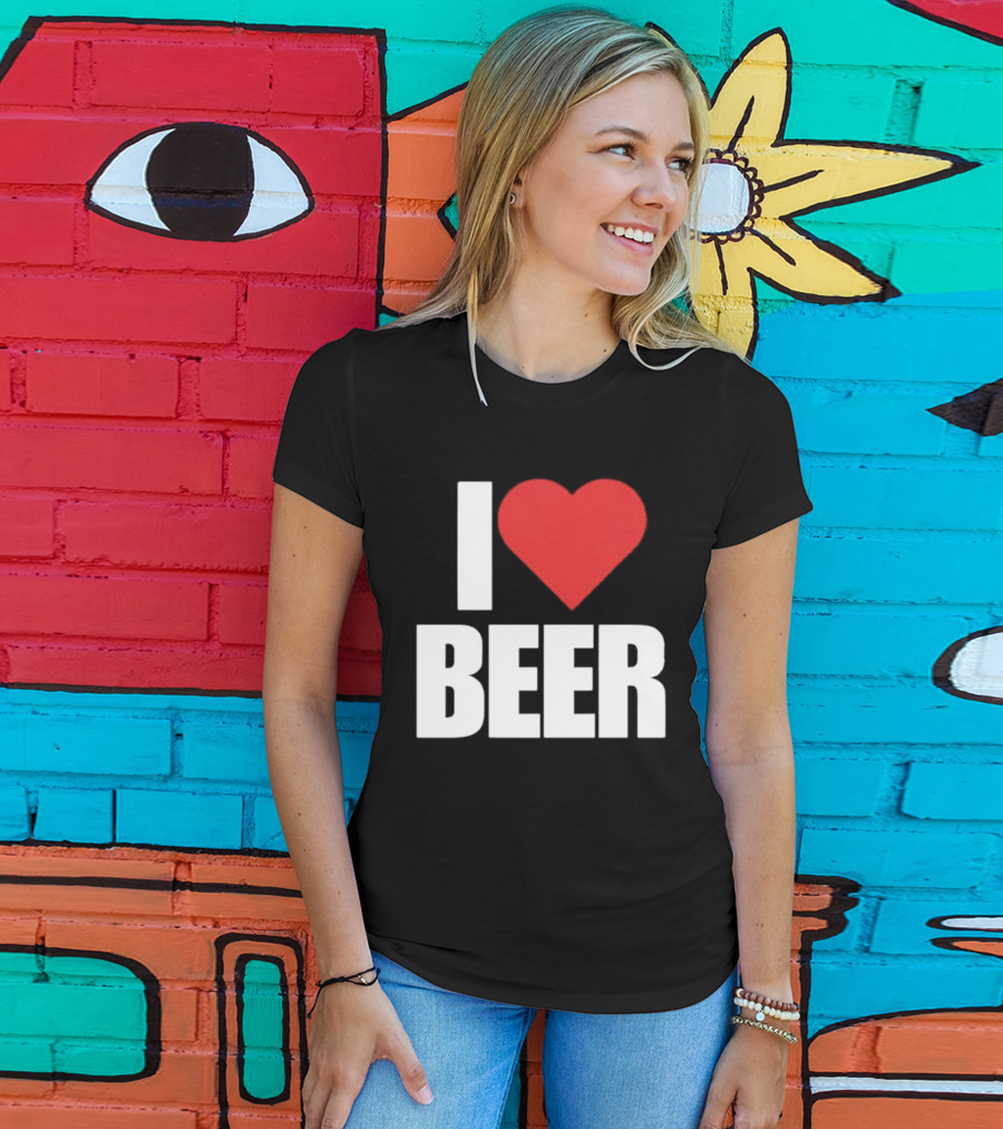 I Love Beer Bold Red Heart T-Shirt