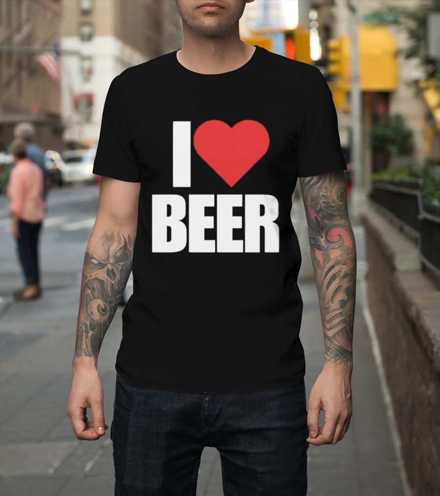 I Love Beer Bold Red Heart T-Shirt